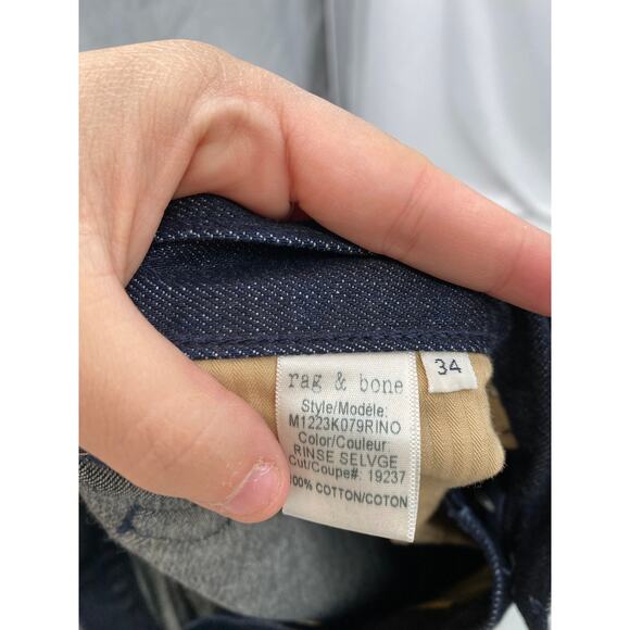 Rag & Bone 34 Fit 2 Slim Fit Raw Selvedge Denim Jeans - Picture 5 of 6